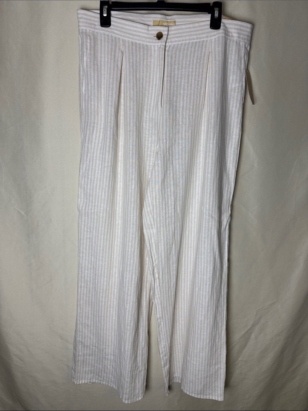 MICHAEL Michael Kors Cream and White Pinstripe Wide-Leg Pants
